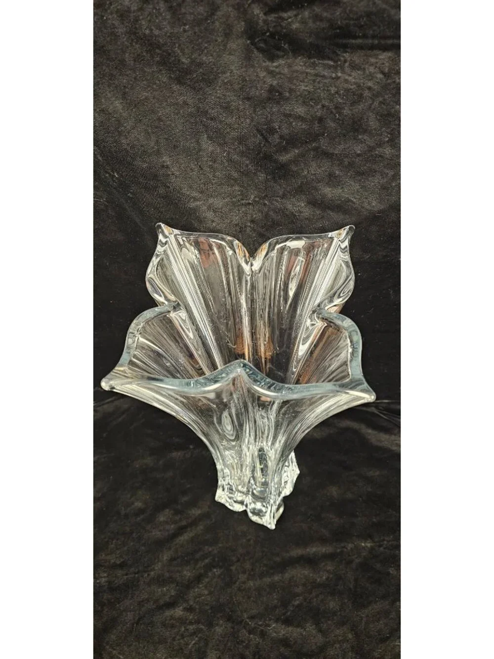 Vintage Mikasa Clear Crystal Fluted Vase 14